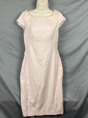 Vintage Brooks Brothers Woven Blush Pink Sleeveless Sheath Dress SZ 2 Wool Blend